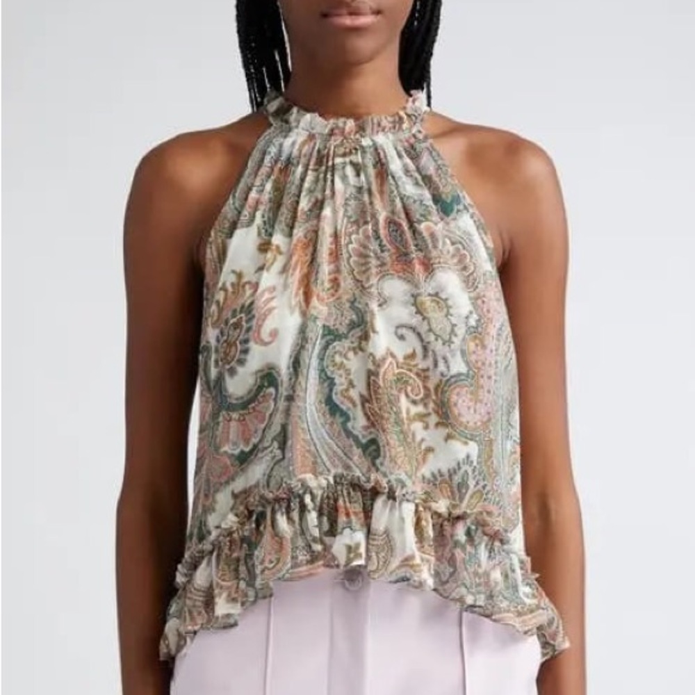 Veronica Beard | Renee Paisley Print Silk Halter Top - Size 10